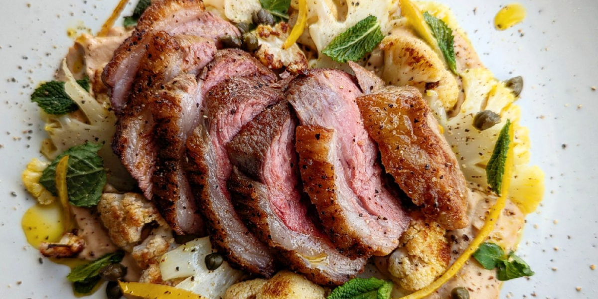 Lamb Rump with Cauliflower, Mint, Lemon, and Capers - Turner & George